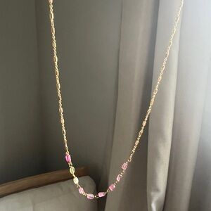 Elegant Gold and Pink Beaded Necklace